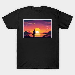 "From Struggle to Serenity: A Victorious Stance at Dusk" T-Shirt